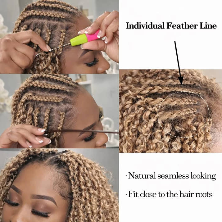 14A Honey Blonde Small Spirals Kinky Curly Feather Crochet Human Hair Knotless Invisible Pre Separated Crochet Hair Extensions