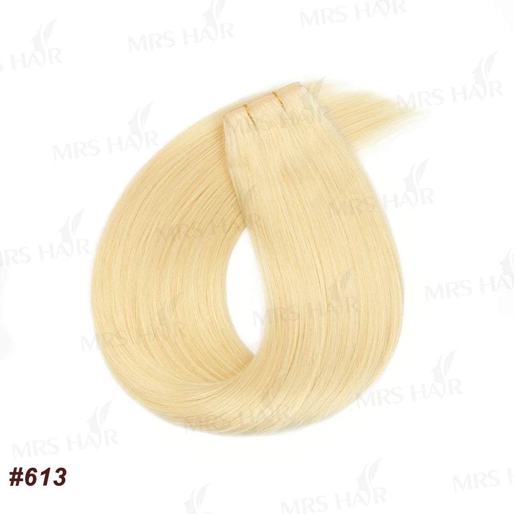 Invisible Long Tape PU Weft Human Hair Bundles Real Natural Hair Seamless & No-Glue Injected Tape In Hair Extensions Thick Ends