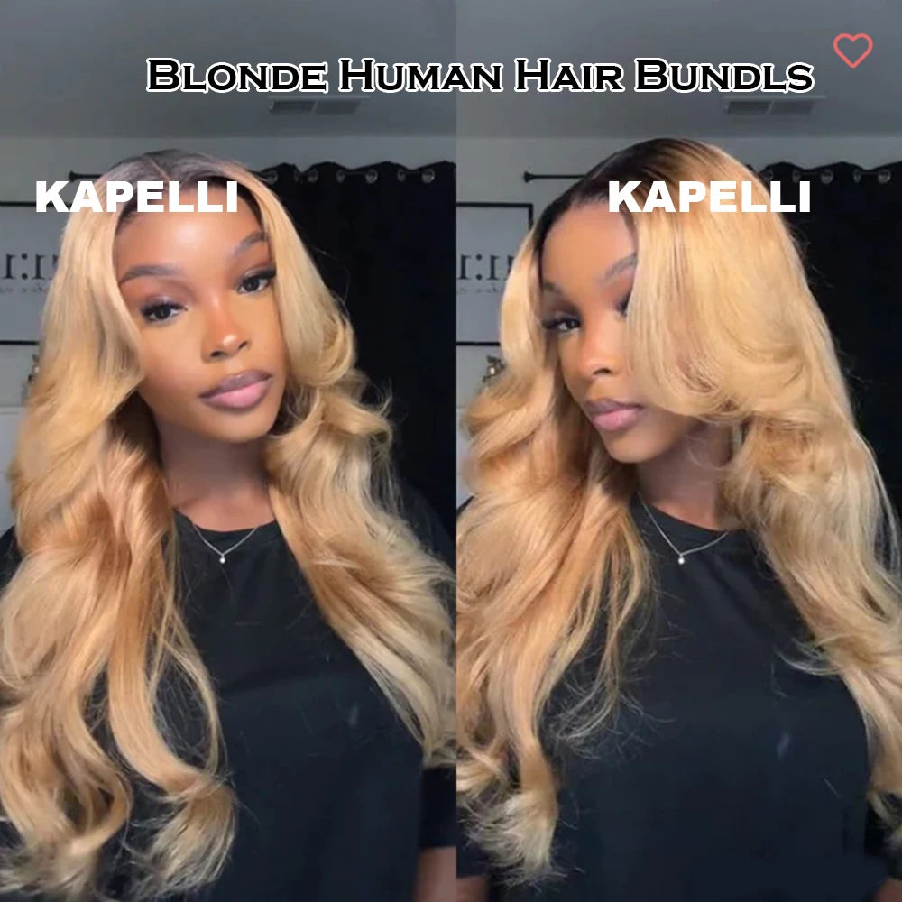 Honey Blonde Bundles Human Hair Body Wave Human Hair Bundles Remy Brazilian Human Hair Weave Extentions 1/3/4 pcs Bundle Deals