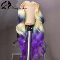 Cosplay Colored Green Grey Pink Blue Red Body Wave 28 Inches 13x4 HD Lace Frontal Wigs Brazilian Human Hair Wig For Women