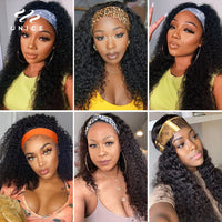 UNice Curly Headband Wigs 100% Human Hair Glueless Wig Beginner Friendly