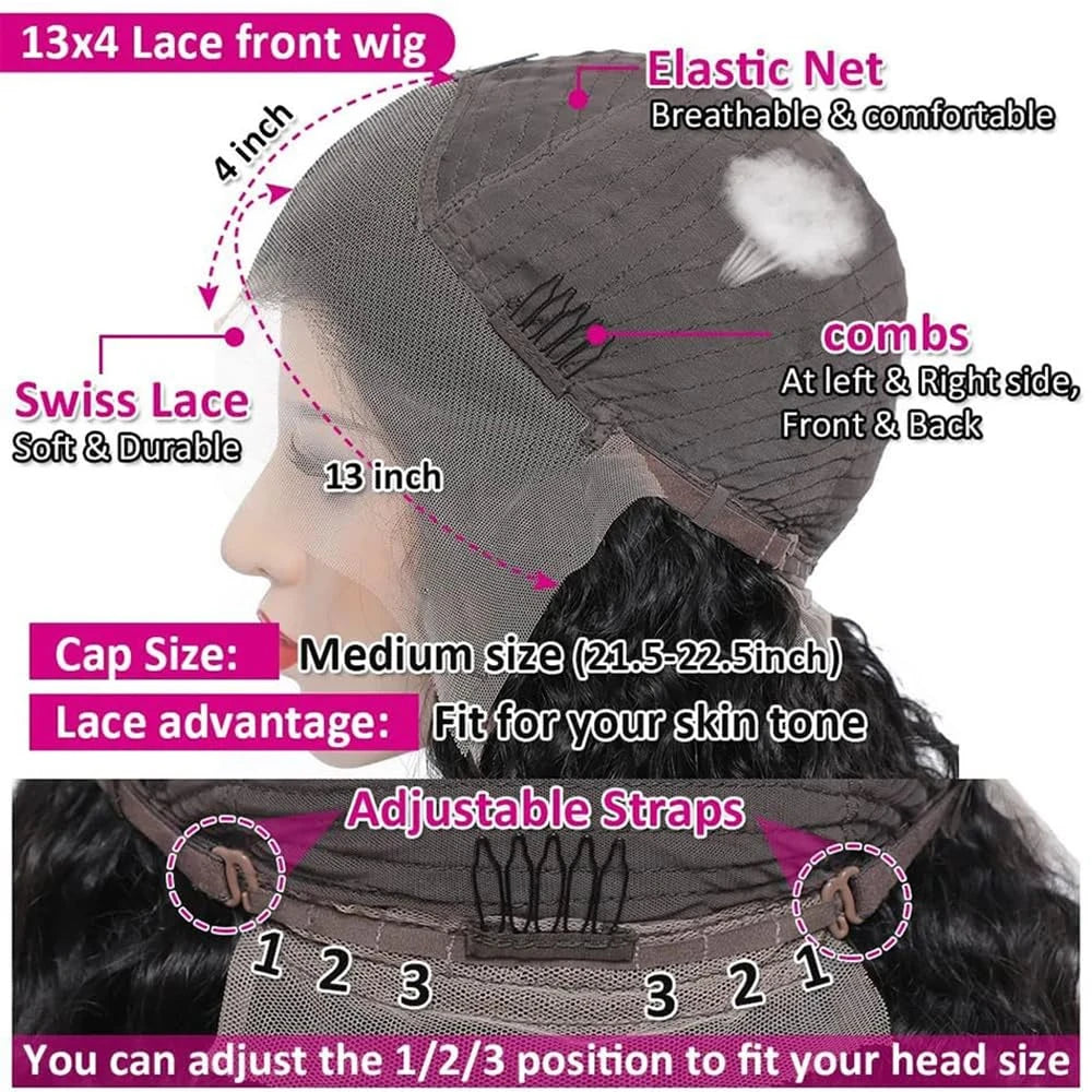 Smilegirl Purple Highlight Lace Front Wig 13x6 Human Hair Pre-plucked Hairline 36 38inches Brazilian HD Lace Frontal Human Hair Wigs 13X4 1B/Purple Curly Wavy Ombre Colored Wigs for Women
