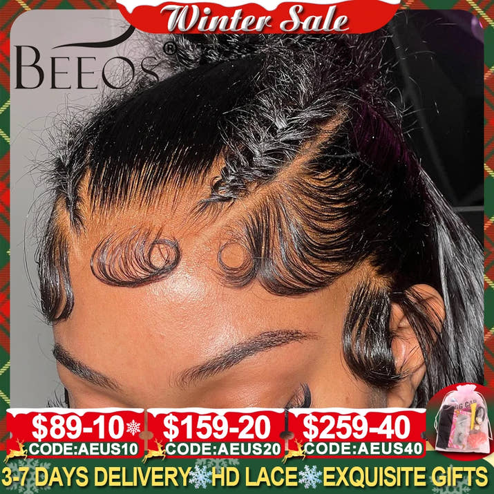 BEEOS Undetectable 13x6 HD Lace Frontal Wig Pre plucked 13x4 HD Lace Full Front Human Hair Wigs For Women Bone Straight Wig 34in