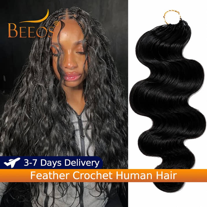 Body Wave Crochet Human Hair Knotless Pre-Separated Feather Lightweight Human Crochet Hair Extensions For Braids Twist For Women