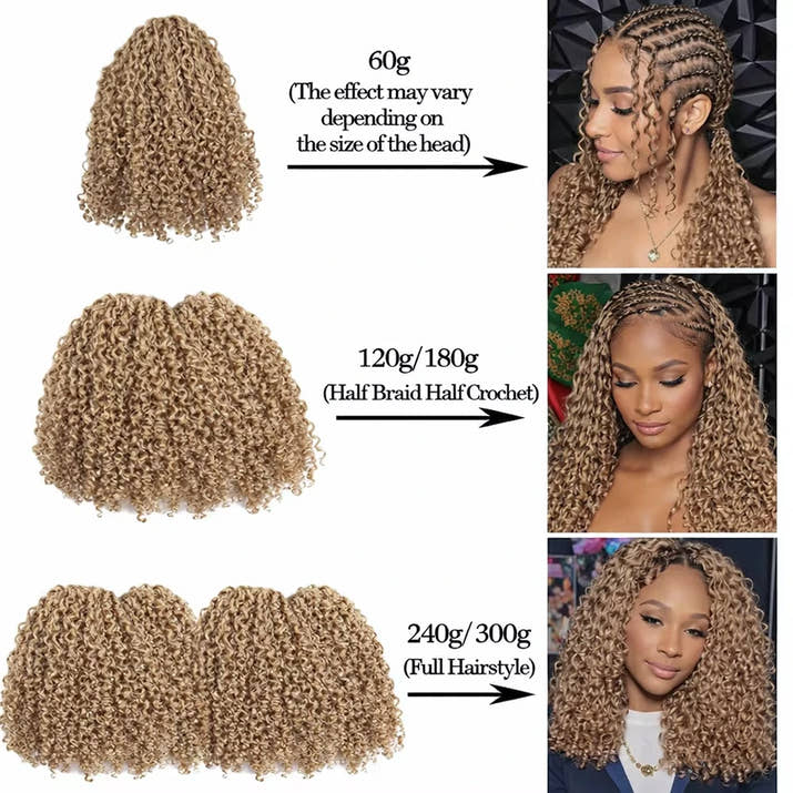 14A Honey Blonde Small Spirals Kinky Curly Feather Crochet Human Hair Knotless Invisible Pre Separated Crochet Hair Extensions