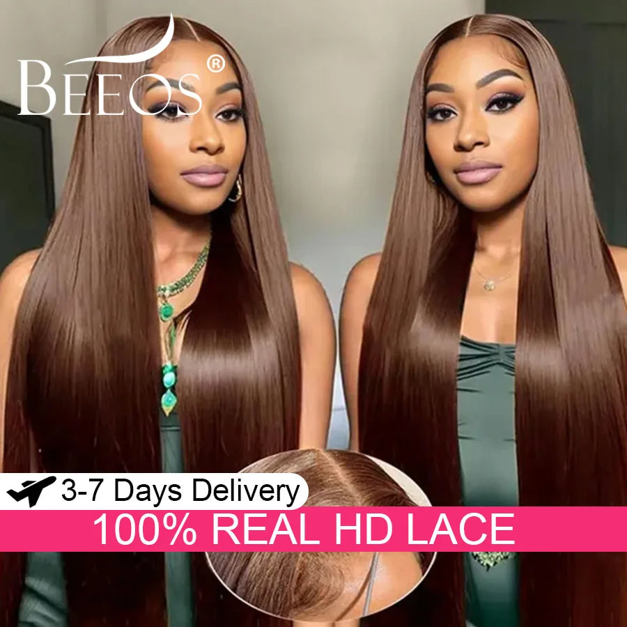 Gluless 9x6 HD Lace Closure Wigs Dark Brown Ultra Fitted Silky Straight Glueless Wigs Human Hair Pre Plucked Brazilian Hair