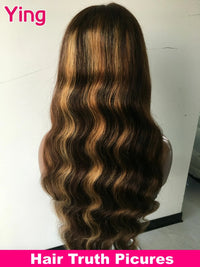 Ying Highlight Honey Blonde 180% Body Wave 13x6 Transparent Lace Front Wig 13x4 Lace Front Wig PrePlucked With Baby Hair