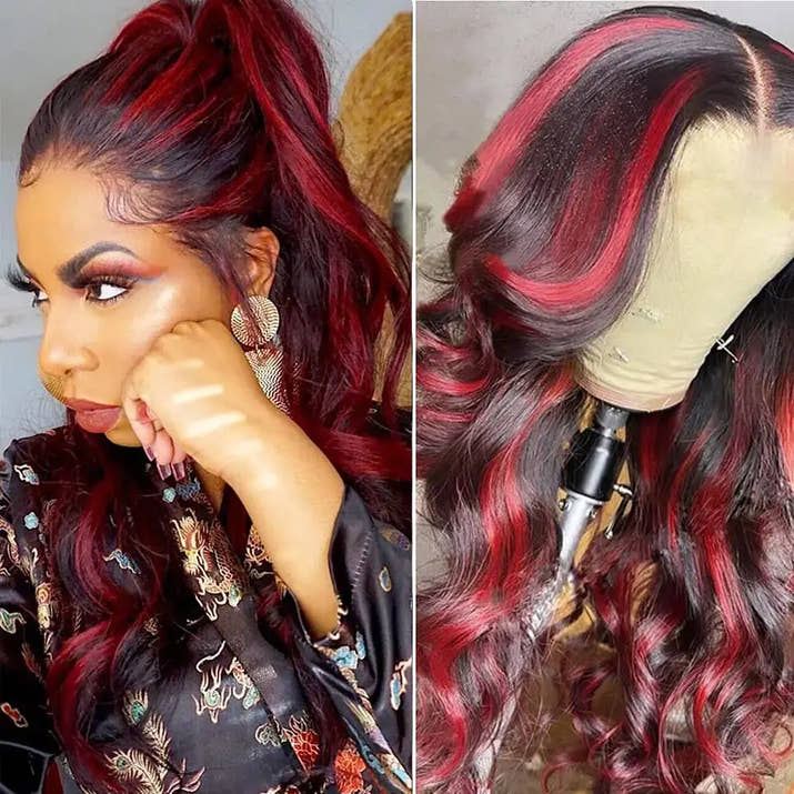Red Highlight Body Wave Wig
