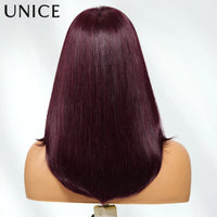 UNice Bye Bye Slip 7x5 Lace Black Cherry Pre Layered Wolf Bob Wig With Wispy Bangs & Drawstring Wear Go Glueless Human Hair Wig
