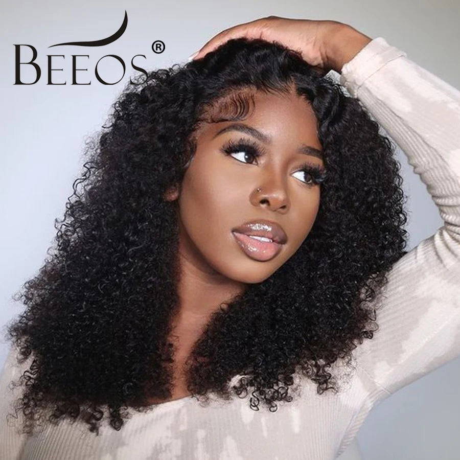 BEEOS Jerry Curly Glueless 250% Skinlike 13x6 HD Lace Front Human Hair Wigs Preplucked 5x5 HD Transparent Lace Wigs For Women