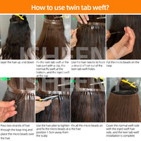 Invisible Hole Weft Human Hair Extensions 16"-20" Twin Tab Weft Hair Natural Straight Pull Through Micro Weft Hair Spot Goods