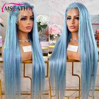 Blue Colored Lace Front Wigs For Women 13x6 Straight Light Blue Brazilian Human Hair Wigs 13x4 HD Transparent Lace Frontal Wig