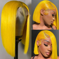Colored Short Bob Wig Lace Front Wig Grey Pink Straight Human Hair Lace Front Wigs Dark Mint Green13x4 HD Lace Frontal Wigs