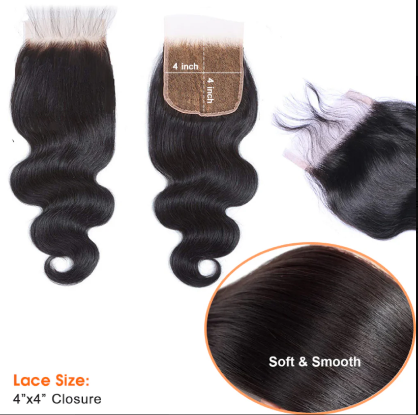 4x4 Loose Wavy Free Parted Lace Closure Natural Black