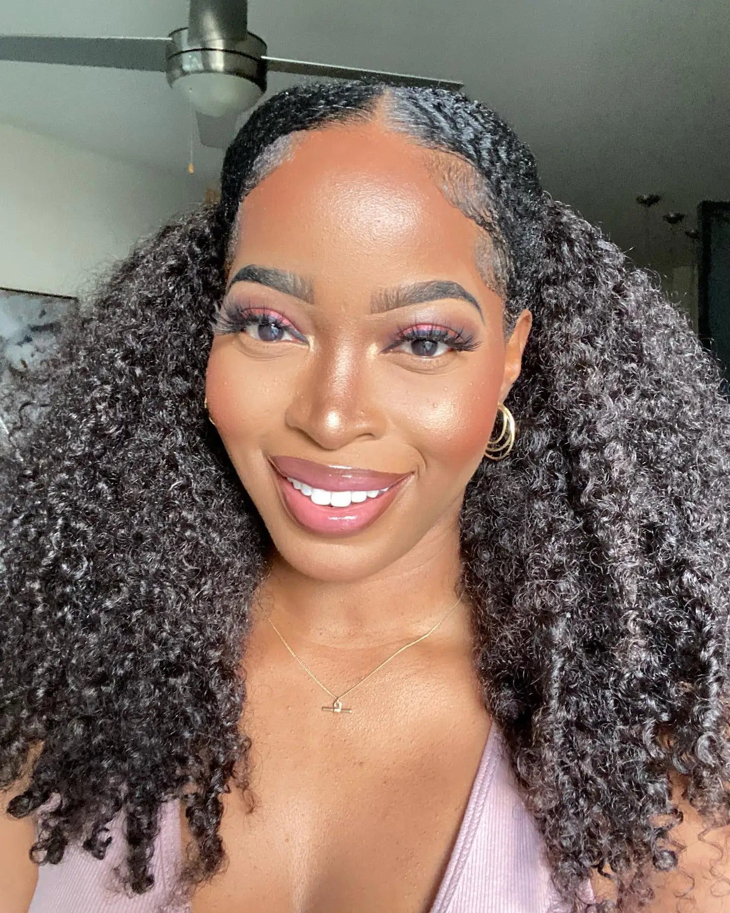 V-Part Kinky Curly Human Hair Wig