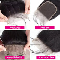 Straight 13x6 13X4 HD Lace Frontal Brazilian Human Hair Preplucked 4x4 5x5 6x6 Transparent Lace 2x6 Hd Lace Closure Human Hair