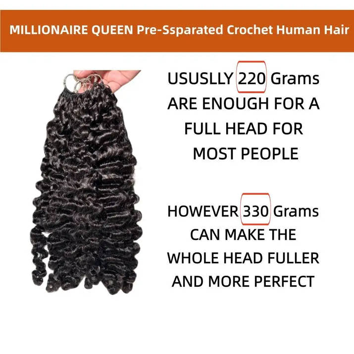Millionaire Queen Feather Hair Weft 15A Burmese Curly 100% Real Human Hair Weave Knotless Crochet Pre-Separated Hair Extensions