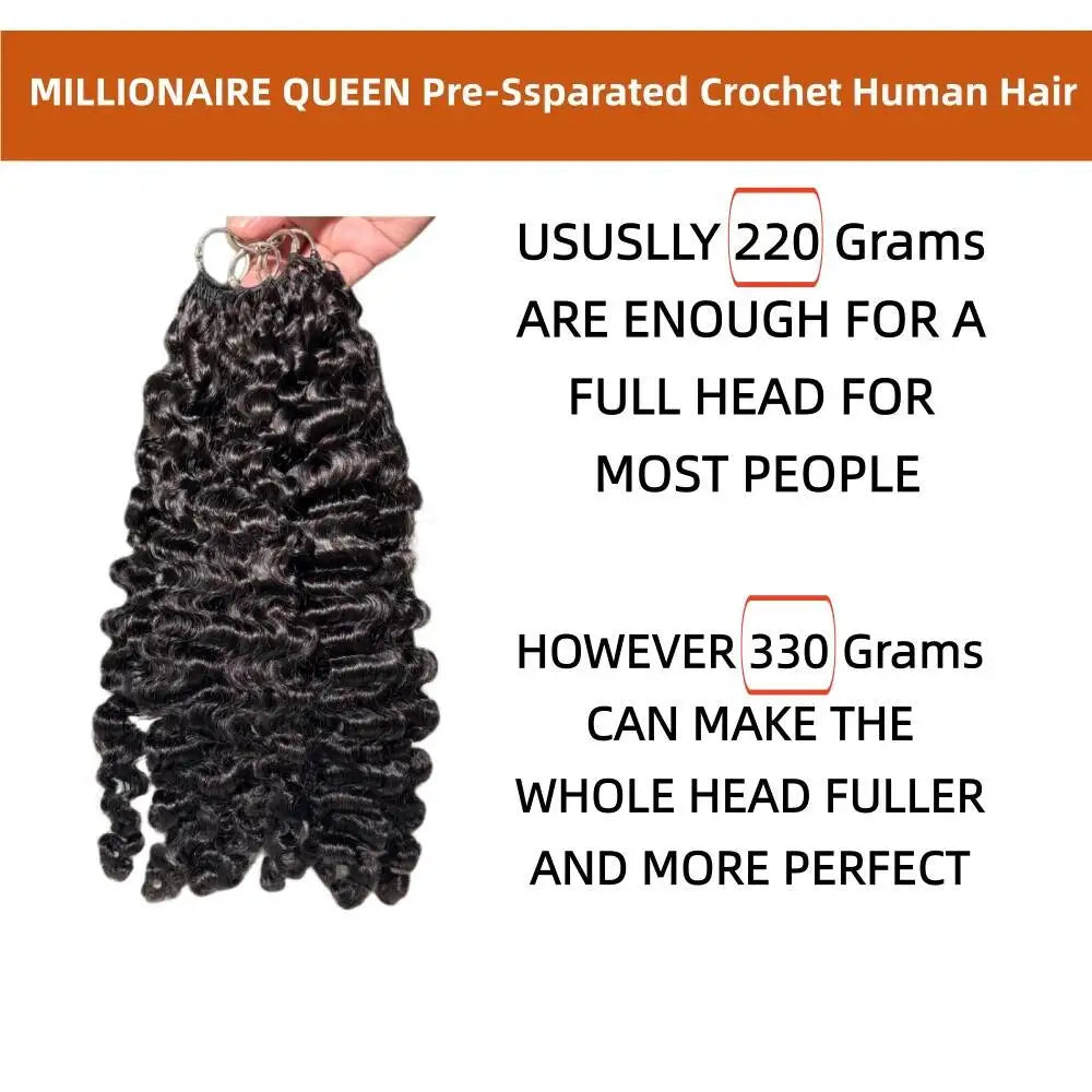 Millionaire Queen Feather Hair Weft 15A Burmese Curly 100% Real Human Hair Weave Knotless Crochet Pre-Separated Hair Extensions