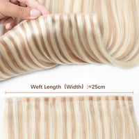 Invisible Hole Flat Pu Tape Human Hair Twin Tabs 25cm Long Tape PU Weft Real Human Hair No Glue Microlink Application 40-50g
