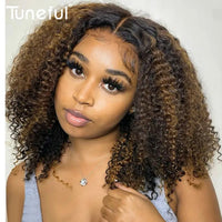 10A 6x5 Glueless Lace Wigs Colored Human Hair Wigs Ready To Wear And Go Short Kinky Curly Ombre Brown Highlights Blonde Wigs