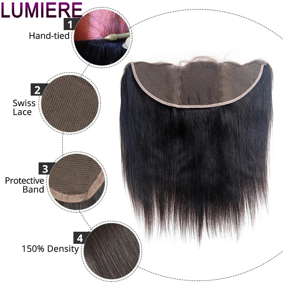 8-30 '' Wholesale Bone Straight Human Hair Bundle With Closure Frontal HD Transparent Peruvian 100% Raw Virgin15A Hair Extension