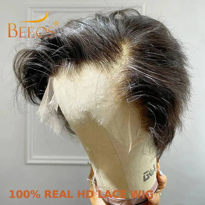 BEEOS Skinlike 13x4 HD Lace Front Human Hair Wigs Pre Plucked Short Pixie Cut Wig Brazilian Hair Wigs For Women Melting Skins