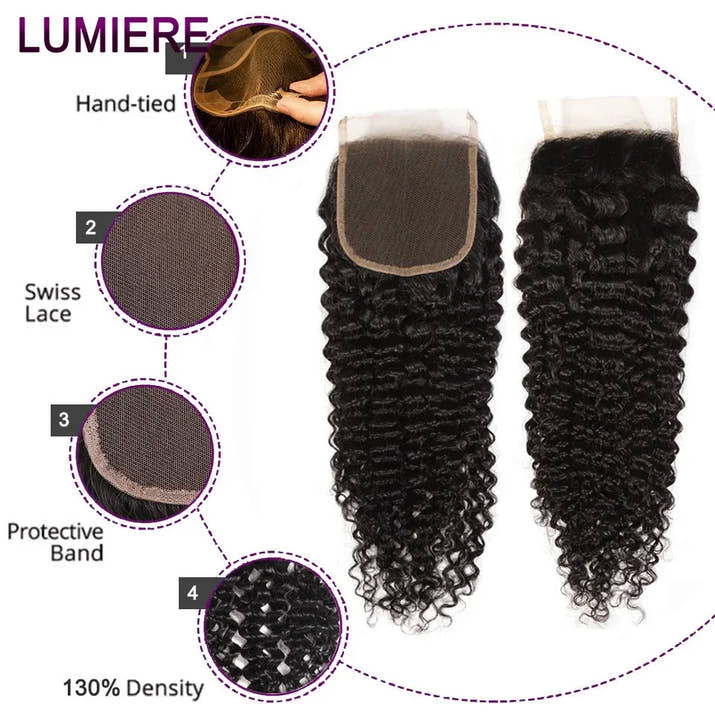 100% Virgin Afro Deep kinky Curl human hair HD Transparent Lace Front Closure with bundles