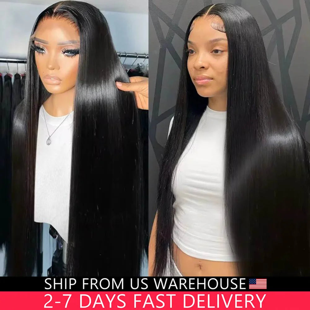 200% Straight Real Full Lace Human Hair Wig 30 40 Inch Transparent HD Lace 13x6 Lace Frontal Wigs for Women 13x4 360 Pre plucked