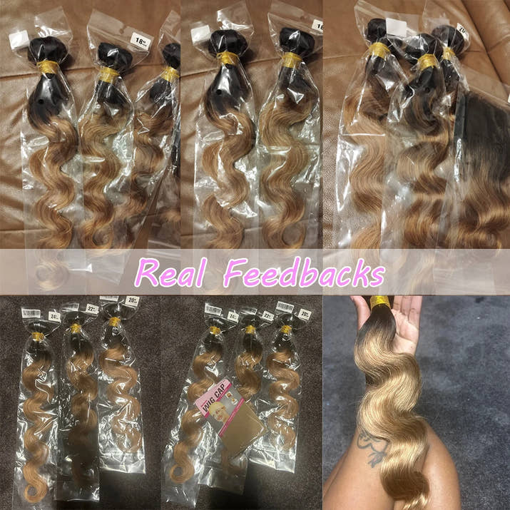 Honey Blonde Bundles Human Hair Body Wave Human Hair Bundles Remy Brazilian Human Hair Weave Extentions 1/3/4 pcs Bundle Deals