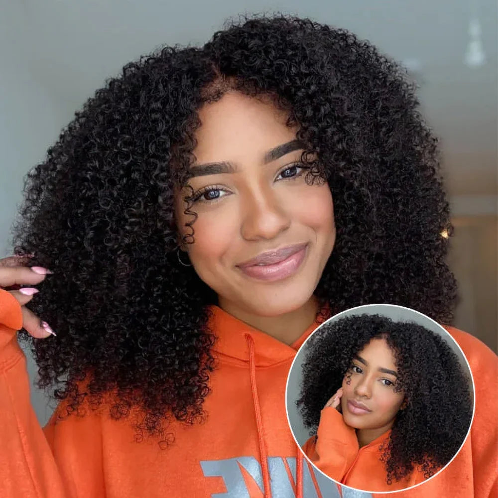 4C edges Kinky Curly Bob Wig