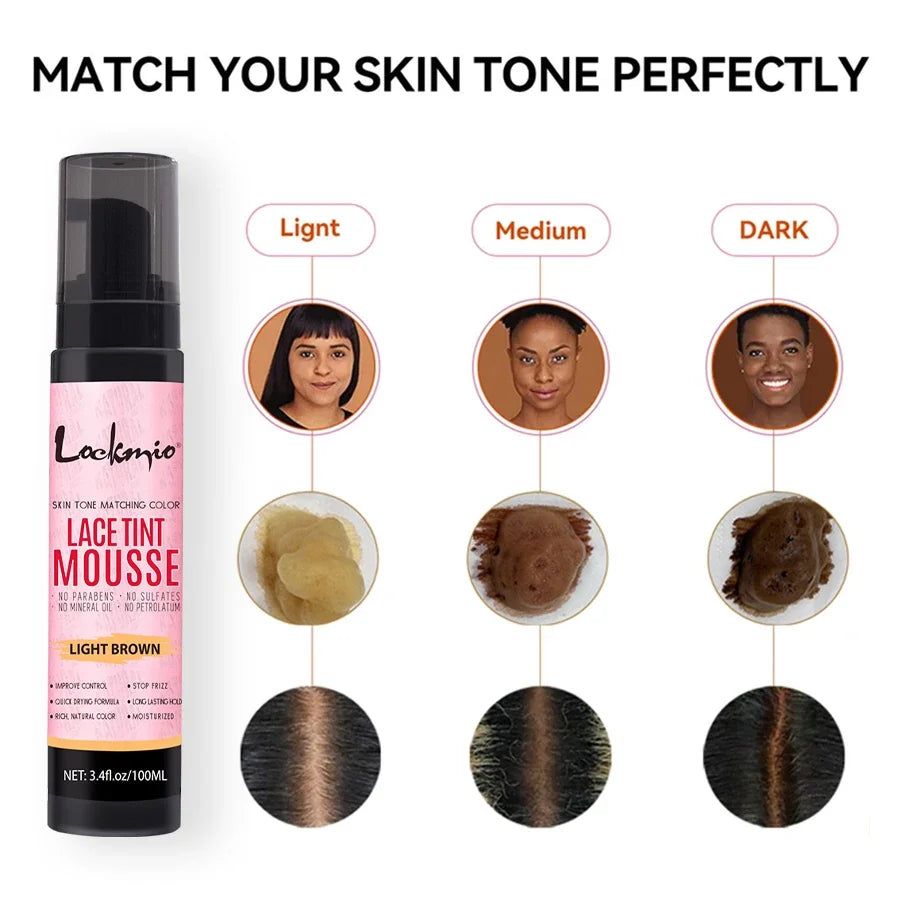 Natural Lace Tint Spray Dyed Foam Mousse for Women 100ML Wigs Mesh Skin-fitting Invisible Colorant Cosplay Wig Dye Mist