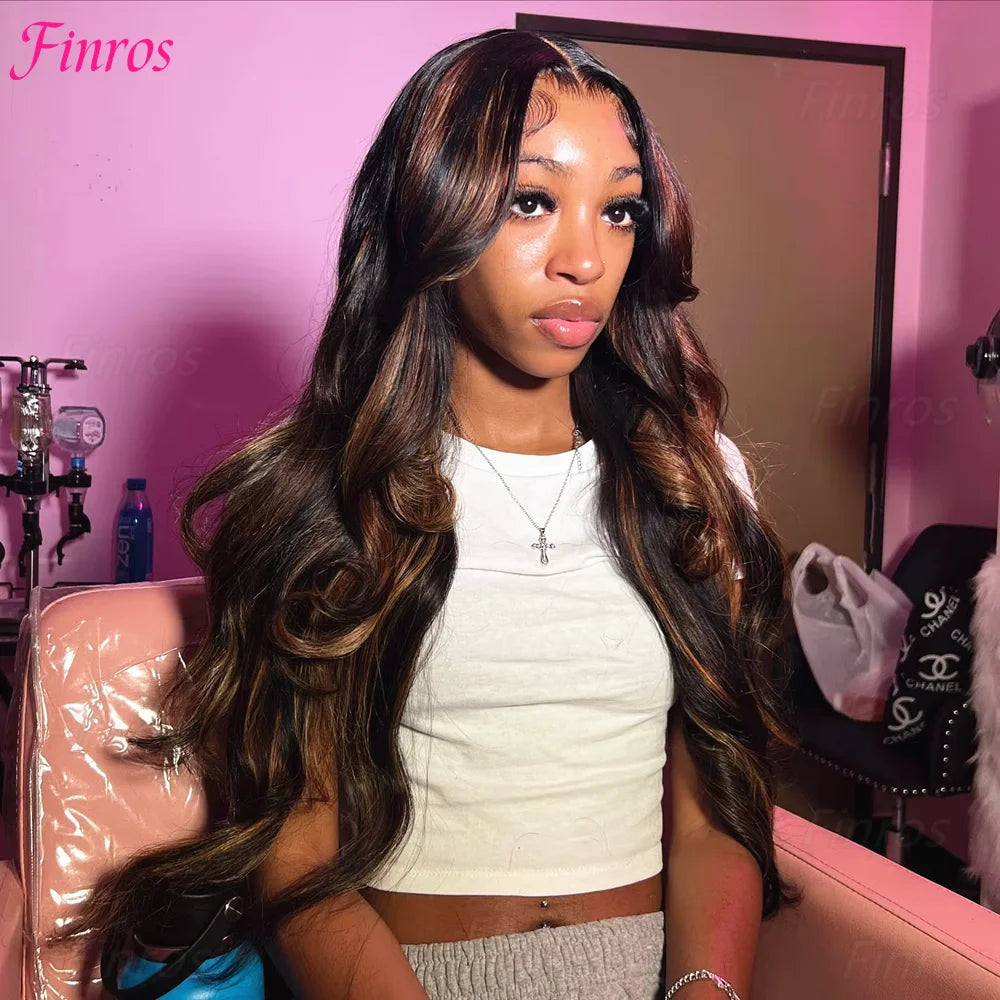 Finros 1b30 Highlight Glueless Human Hair Wigs Ready To Wear Pre Cut Ombre Blonde 13x6 Hd Frontal Body Wave Wigs For Black Women