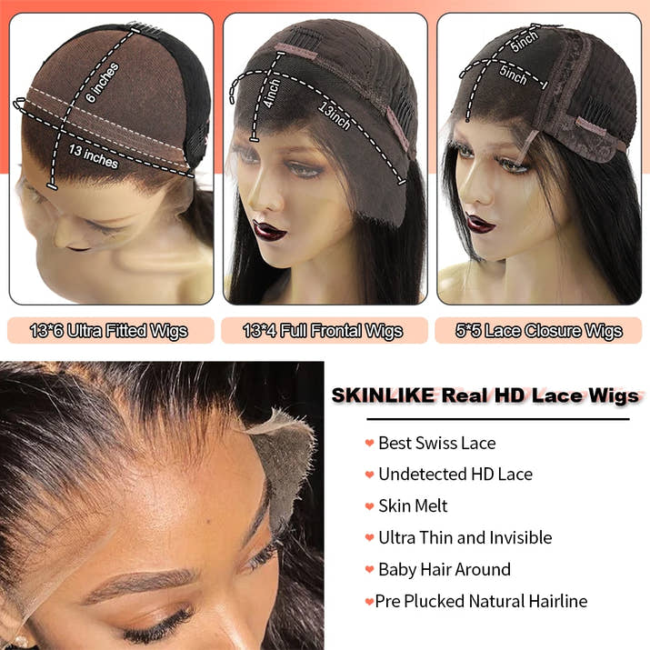 BEEOS Undetectable 13x6 HD Lace Frontal Wig Pre plucked 13x4 HD Lace Full Front Human Hair Wigs For Women Bone Straight Wig 34in