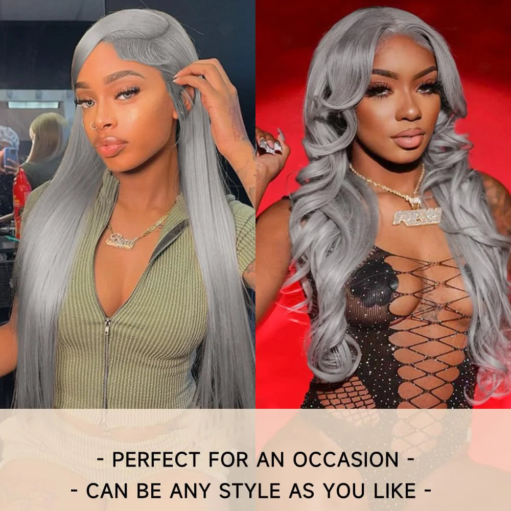 Cosplay Body Wave Silver Grey 13X4 Lace Front Wigs Human Hair 13x6 HD Lace Front Wigs Remy Brazilian 613 Colored Human Hair Wigs