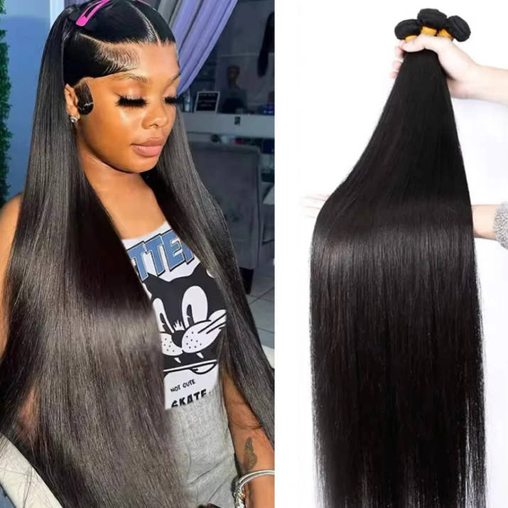 3/4 Pcs Bundles 34 36 38 40 Inch Bone Straight Human Hair Bundle Raw Virgin Unprocessed 100% Human Hair Extensions Double Weft