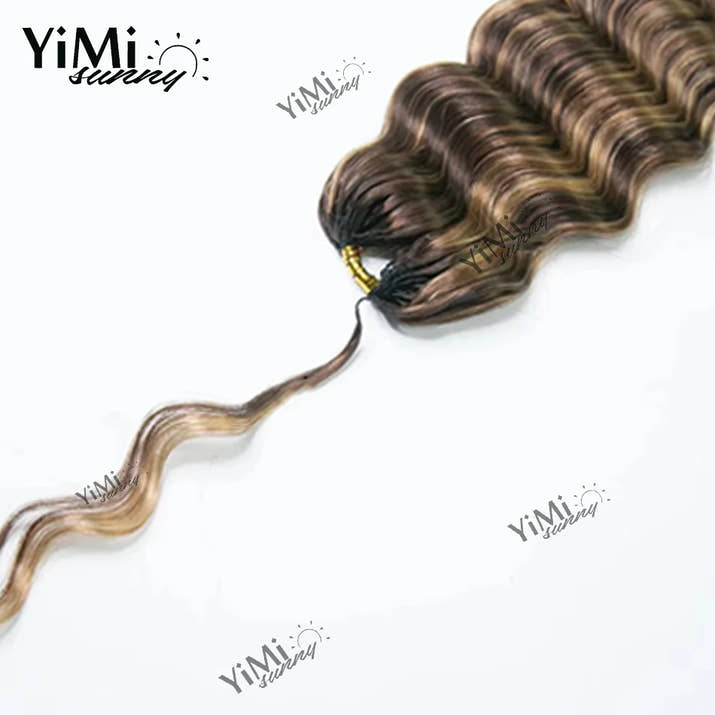 Highlight Colored Feather Crochet Human Hair Extension Highlight Honey Brown Color Body Wave Reusable Feather Crochet Human Hair