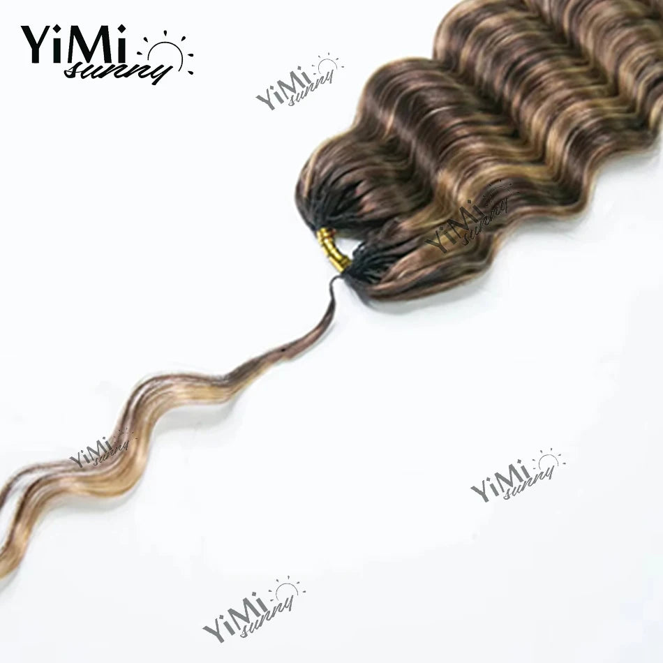 Highlight Colored Feather Crochet Human Hair Extension Highlight Honey Brown Color Body Wave Reusable Feather Crochet Human Hair