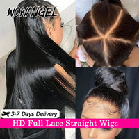WowAngel HD Full Lace Wig All Skins Melted Human Hair Wig 26in Straight HD Lace Wigs Natural Scalp Remy Brazilian Hair For Woman