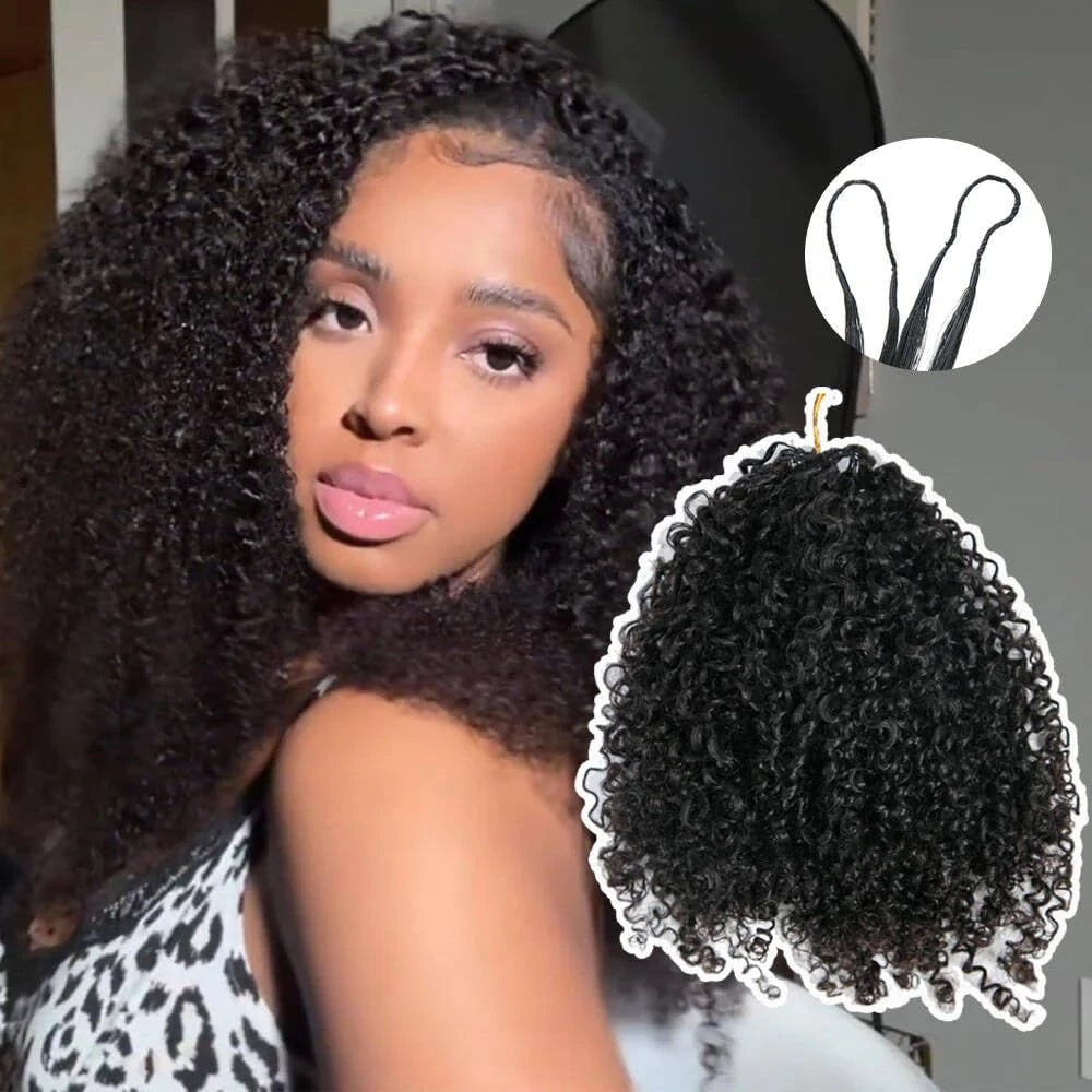240g Afro Kinky Burmese Curly Crochet Human Hair Knotless Pre-Separated Crochet Feather Hair Extensions Curly Human Hair
