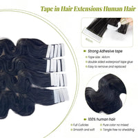 Tape In Hair Extensions Real Human Hair Body Wave 100%Human Fusion Hair 2.5g/strand 20pcs/pack Natural Human Hair Extensions 1b