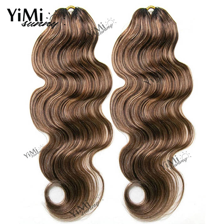 Highlight Colored Feather Crochet Human Hair Extension Highlight Honey Brown Color Body Wave Reusable Feather Crochet Human Hair