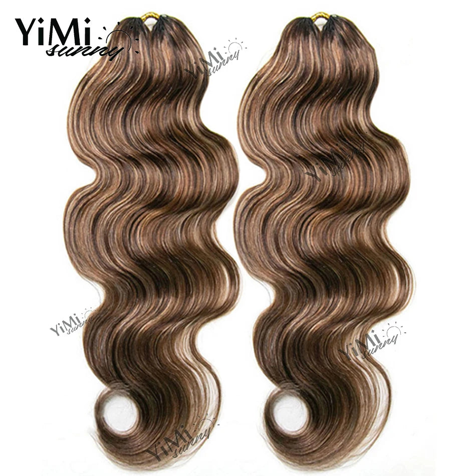 Highlight Colored Feather Crochet Human Hair Extension Highlight Honey Brown Color Body Wave Reusable Feather Crochet Human Hair