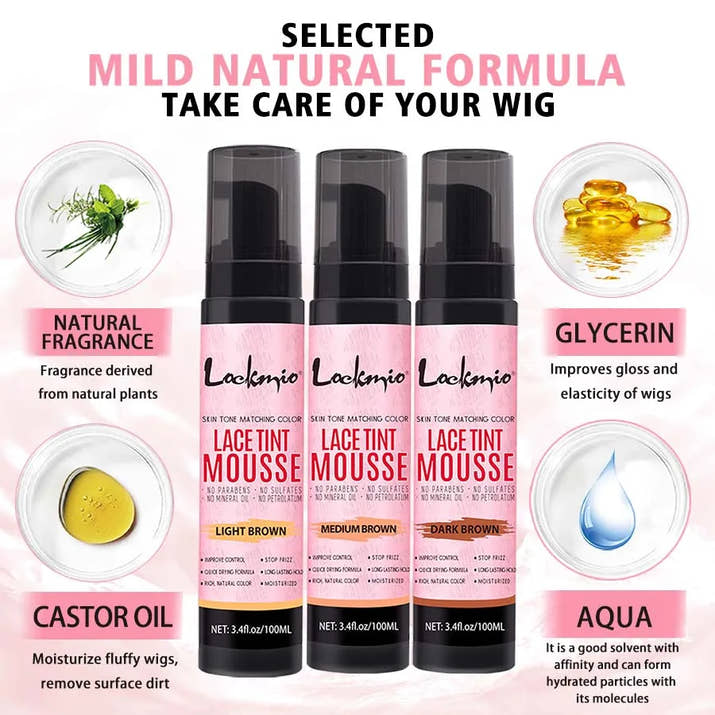 Natural Lace Tint Spray Dyed Foam Mousse for Women 100ML Wigs Mesh Skin-fitting Invisible Colorant Cosplay Wig Dye Mist