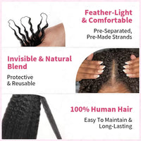 Kinky Straight Crochet Human Hair Pre Looped Feather Real Human Hair Extensions Reusable Invisible Pre-Separated Knotless