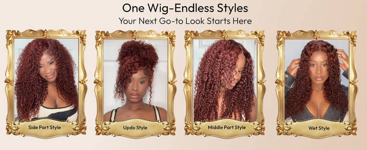 UNice 7x5 Bye-Bye Knots Reddish Brown Curly Human Hair Wig With Drawstring Pre Cut Pre Bleached Glueless Wigs