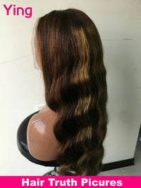 Ying Highlight Honey Blonde 180% Body Wave 13x6 Transparent Lace Front Wig 13x4 Lace Front Wig PrePlucked With Baby Hair