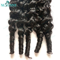 Feather Crochet Human Hair Extensions Curly Water Wave Knotless Pre-Separated Feather Crochet Human Hair With Tight Curly Ends