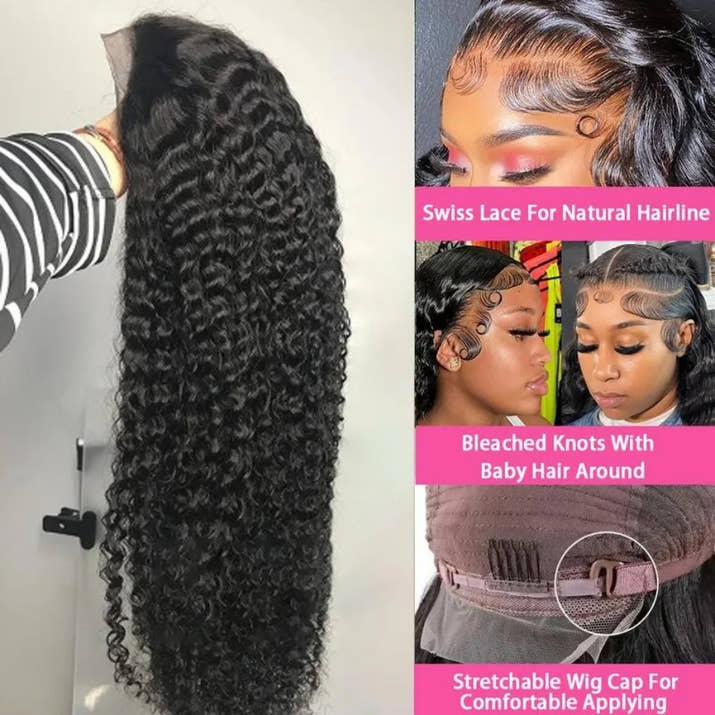 40 Inch Curly Lace Front Wig Water Wave 13X6 Hd Lace Frontal Wig Deep Wave Human Hair Wig 250 Density Preplucked Brazilian Hair