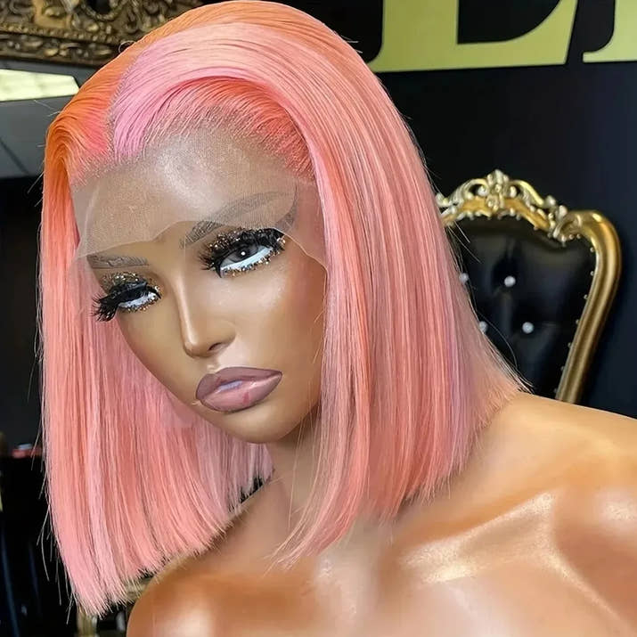 Colored Short Bob Wig Lace Front Wig Grey Pink Straight Human Hair Lace Front Wigs Dark Mint Green13x4 HD Lace Frontal Wigs