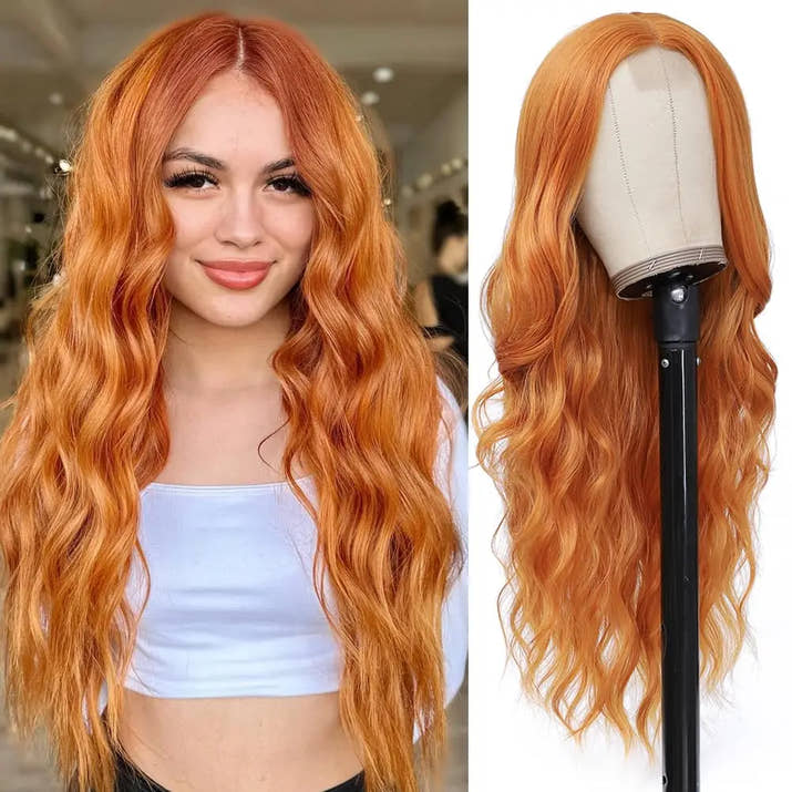Synthetic Long Lace Wavy Wig for Women 26 Inch Middle Part Curly Natural Looking Heat Resistant Fiber for Daily Party Christmas